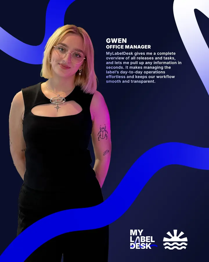 Gwen, office manager at Paraíso: “MyLabelDesk gives me a complete overview of all releases and tasks, and lets me pull up any information in seconds. It makes managing the label’s day-to-day operations effortless and keeps our workflow smooth and transparent.”